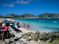 The main section of Orient Beach. As I mentioned all the beaches on the French side are topless even though only a few women actually are. Check out the woman just left of centre on the beach, not only topless but a string bikini! Anything goes!